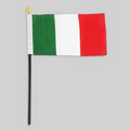 4"x6" Italy Flag W/Black Plastic Pole & Gold Spear